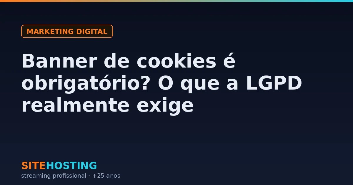 Banner de cookies em um site: o botão de aceitar em destaque e os rastreadores carregando antes da escolha do visitante