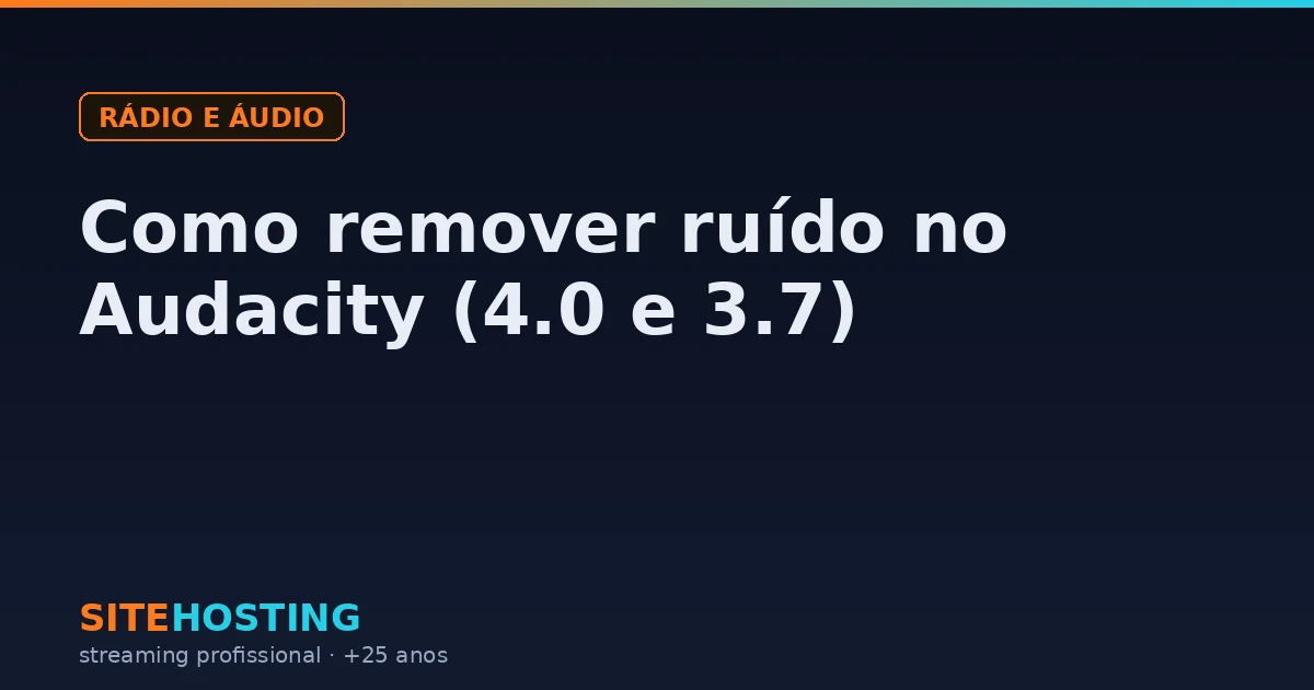 Janela Redução de Ruído do Audacity sobre a forma de onda de uma gravação com chiado de fundo