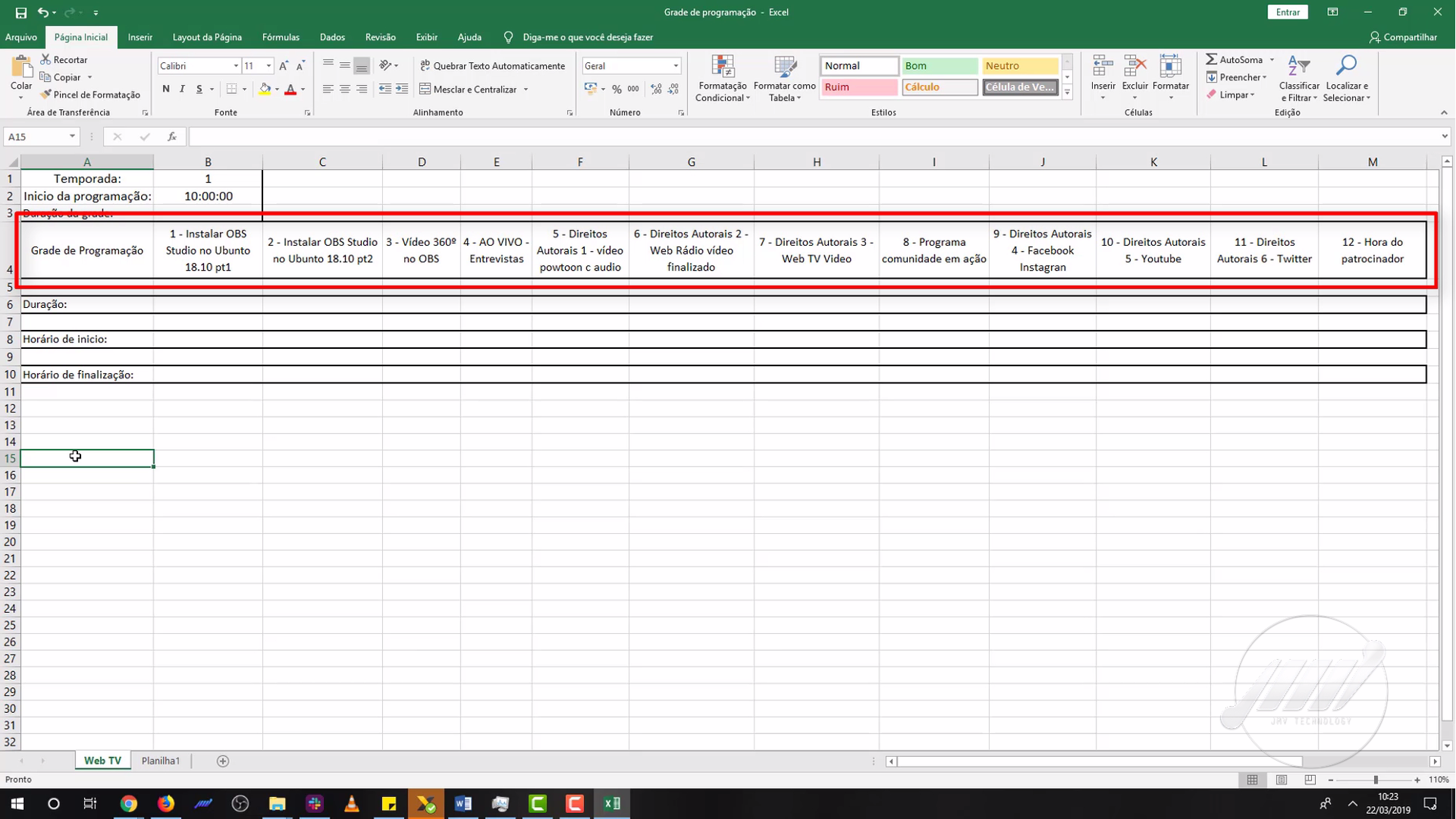 Como criar uma planilha de programação para sua Web TV
