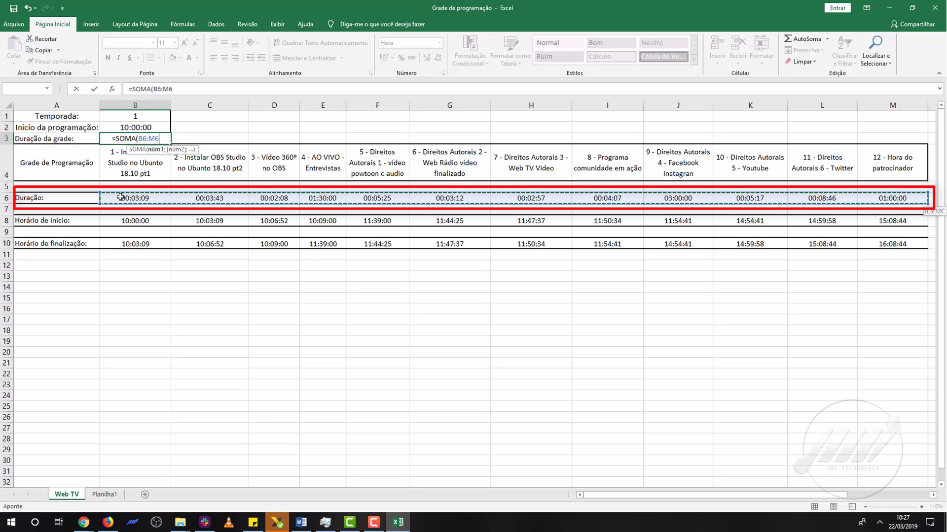 Como criar uma planilha de programação para sua Web TV