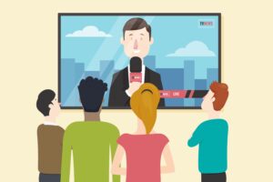 Ilustração de pessoas assistindo TV Indoor